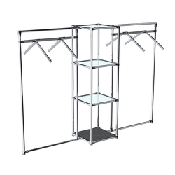 Хромированное вешало ГРАНЬ №2-1 с полками стекло 6 мм, Антрацит