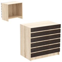 Торговый прилавок прямоугольный с фасадными панелями №1Э, Дуб Сонома + Дуб Венге