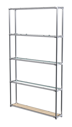 Торговый хромированный стеллаж с прозрачными полками №2, Дуб Сонома