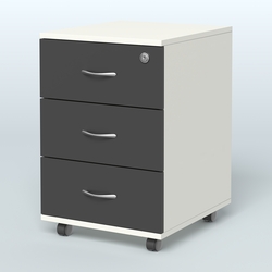 Тумба мобильная с 3 ящиками и замком Индиго Вуд, цвет дуб светлый + белый, Белый и Черный