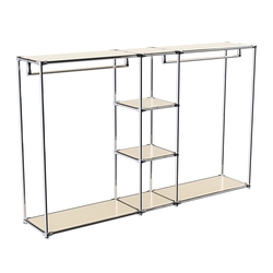 Хромированный стенд-вешало TD-48 №1-3 Хром с полками ДСП 16мм, Крем Вайс