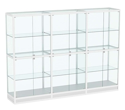 Витрина стеклянная алюминиевая модульная с подиумом и стеклянным верхом ВСА-12, Серый