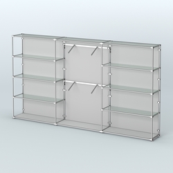 Торговая система ХРОМ (задняя стенка - ДСП) 3600 мм с прозрачными полками и поручнями №6, Серый