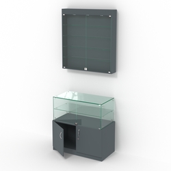 Комбинированный прилавок-витрина с распашными дверками КПВ-01-03, Темно-Серый