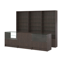 Комплект стеллажей со стеклянными полками U-6 №12 и прилавков ЭК-03, Дуб Венге