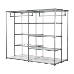 Хромированное вешало ПЛАТФОРМА №1-1 с полками стекло 6мм, Ясень Анкор светлый - U31104