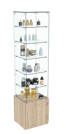 Витрина Кристалл №606 стаканчик (З/С - стекло), без дверей, Дуб сонома