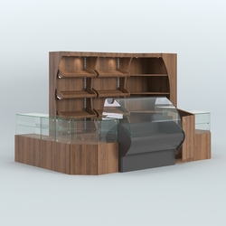 Угловой павильон с широкими прилавками для торговли хлебом и выпечкой №1, Орех