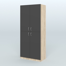 Шкаф для аптек с полками №2, Дуб Сонома + Черный