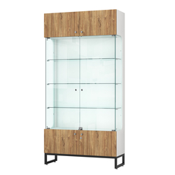 Витрина Монти №2-С, Белый + Дуб канзас коричневый