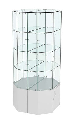 Стеклянная высокая островная витрина с прозрачным верхом серии Истра №805-О, Серый