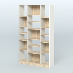 Стеллаж из ДСП серии ЛОФТ №12-2 с полками ДСП, Белый + Дуб Сонома