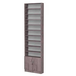 Стеллаж из ДСП с 9-ю полками 150x600 мм серии LEVEL-9 №2 (З/C - ДВП), Ясень Анкор темный