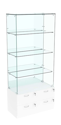 Витрина ХРУСТАЛЬ №107 прямоугольная (задняя стенка - зеркало), Белый