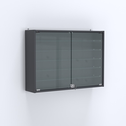 Витрина настенная №203-5А широкая с пятью стеклянными полками, Антрацит