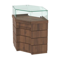 Торговый прилавок угловой внешний с утопленным фасадом №УФ-5, Орех