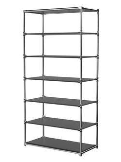 Пристенный торговый стеллаж ЛАЙТ с глубокими полками ДСП №4, Черный