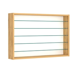 Витрина настенная №3-5Г открытая с пятью полками из стекла, Дуб Золотистый