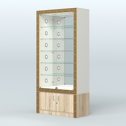 Витрина центральная с декором №ВБА-503С, Белый + Дуб Сонома