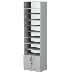 Стеллаж из ДСП с 8-ю полками 400x600 мм серии LEVEL-8 №7-1 (З/C - СТЕКЛО), Серый