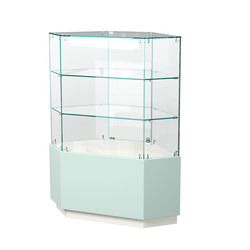 Витрина шестиугольная "Диаманд" №5, ЛДСП белый + МДФ мята