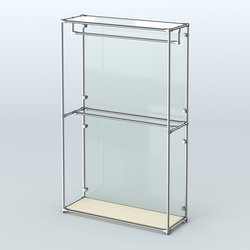 Торговая система ХРОМ (задняя стенка - стекло) 1200 мм с поручнями №1, Крем Вайс