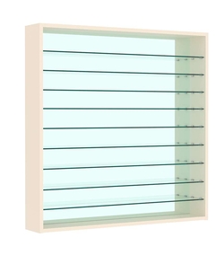 Витрина настенная №4-6Г зеркальная с девятью прозрачными полками, Крем Вайс