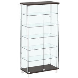 Витрина РОНДО с регулировочными полками №4-3-РЕГ на ножках (задняя стенка стекло), Дуб Венге