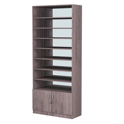 Стеллаж из ДСП с 7-ю полками 400x900 мм серии LEVEL-7 №14-2 (З/C - ЗЕРКАЛО), Ясень Анкор темный