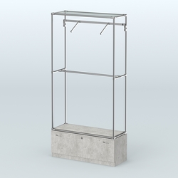 Торговая система ХРОМ без ДСП 1200 мм №4-1 с тумбой Т-11 и поручнями, Метрополитан Грей