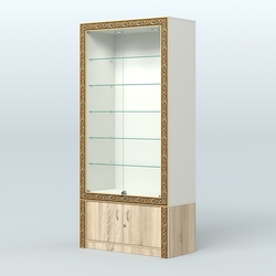 Витрина прямоугольная с декором №ВБА-501, Белый + Дуб Сонома