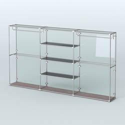 Торговая система ХРОМ (задняя стенка - стекло) 3600 мм с тонированными полками и поручнями №2, Ясень Анкор темный