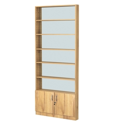 Стеллаж из ДСП с 5-ю полками 100x900 мм серии LEVEL-5 №8-2 (З/C - ЗЕРКАЛО), Дуб Золотистый