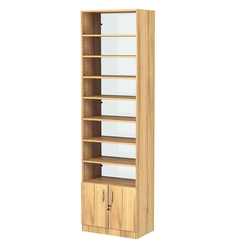 Стеллаж из ДСП с 7-ю полками 350x600 мм серии LEVEL-7 №6-1 (З/C - СТЕКЛО), Дуб Золотистый