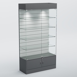 Витрина СЕТЬ №1-П с экономпанелью и полками, Темно-Серый