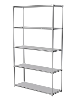 Торговый хромированный стеллаж с полками ДСП №4, Серый