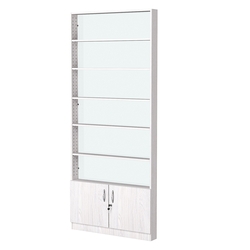 Стеллаж из ДСП с 5-ю полками 100x900 мм серии LEVEL-5 №8-1 (З/C - СТЕКЛО), Ясень Анкор светлый