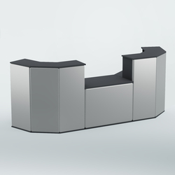 Ресепшен со столом БАРОН №7 (ровная поверхность), Антрацит + Экокожа серебристая