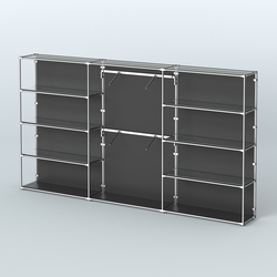 Торговая система ХРОМ (задняя стенка - ДСП) 3600 мм с зеркальными полками и поручнями №6, Черный