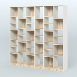 Стеллаж из ДСП серии ЛОФТ №16-2 с полками ДСП, Белый + Дуб Сонома