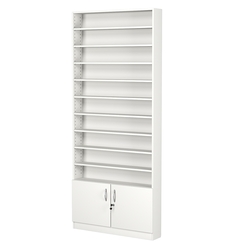 Стеллаж из ДСП с 10-ю полками 150x900 мм серии LEVEL-10 №9 (З/C - ДВП), Белый