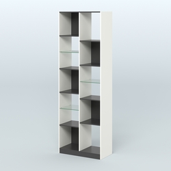 Стеллаж из ДСП серии ЛОФТ №8-3 с полками стекло 5 мм, Белый и Черный