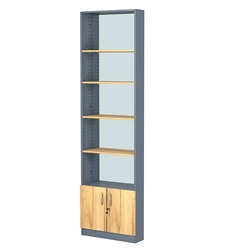 Стеллаж из ДСП с 4-мя полками 150x600 мм серии LEVEL-4 №2-2 (З/C - ЗЕРКАЛО), Темно-серый и Дуб Золотистый