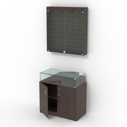 Комбинированный прилавок-витрина с дверками из прозрачного стекла КПВ-14-07, Дуб Венге