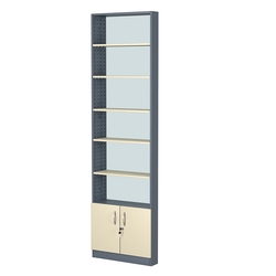 Стеллаж из ДСП с 5-ю полками 100x600 мм серии LEVEL-5 №1-2 (З/C - ЗЕРКАЛО), Темно-серый + Крем Вайс