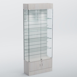 Витрина СЕТЬ №4-П с экономпанелью и полками, Ясень Анкор светлый