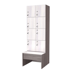 Шкаф для раздевалок со скамейкой КОМБО-Квартет №2-1, Ясень Анкор темный + Ясень Анкор светлый