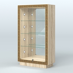 Низкая выставочная витрина с декором НБА-7С, Дуб сонома