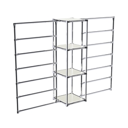 Хромированное вешало ГОРИЗОНТ №2-3 с полками ДСП 16мм, Белый