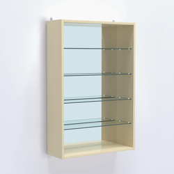 Витрина настенная №202-2Г с четырьмя полками и зеркалом, Крем Вайс